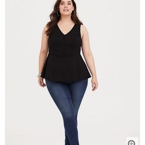 Black Bengaline Peplum Tank